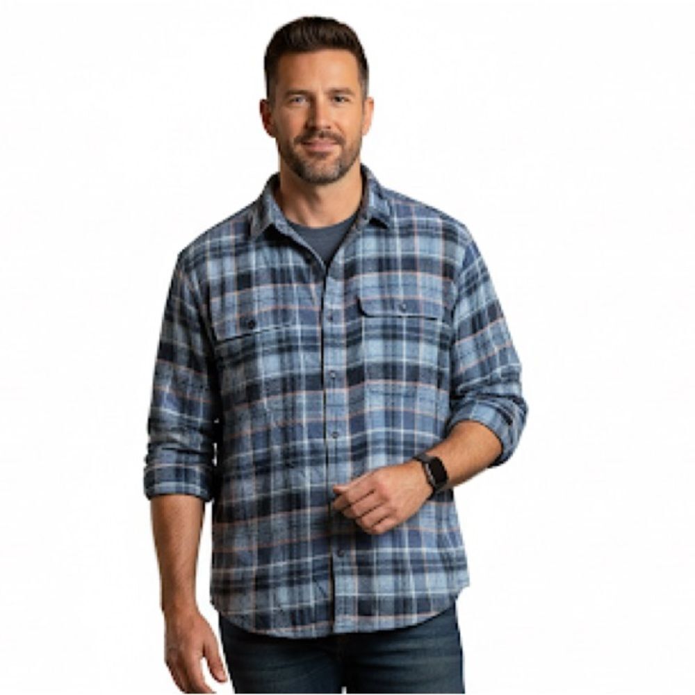American Eagle Outfitters Blue Plaid Flannel Button-Front Long Sleeve Shirt XXL